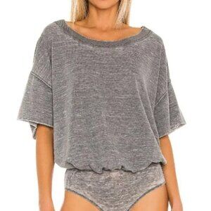 Free People Cozy Girl Bodysuit in Washed Black - Revolve - Size Small